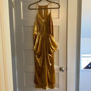 Gold BCBG holiday dress.